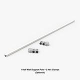 Half wall support pole kit with telescopic rod and two hex clamps for canopy tent legs