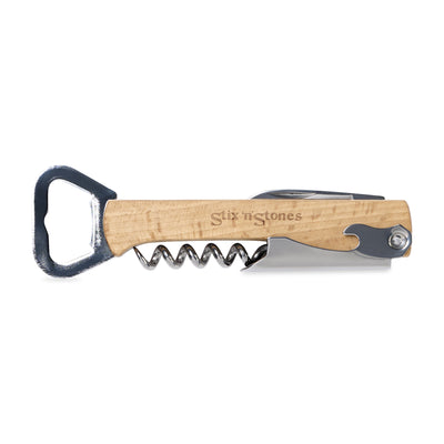 4 in 1 Wine & Bottle Opener - Wood | Custom Branded | Lemon Print