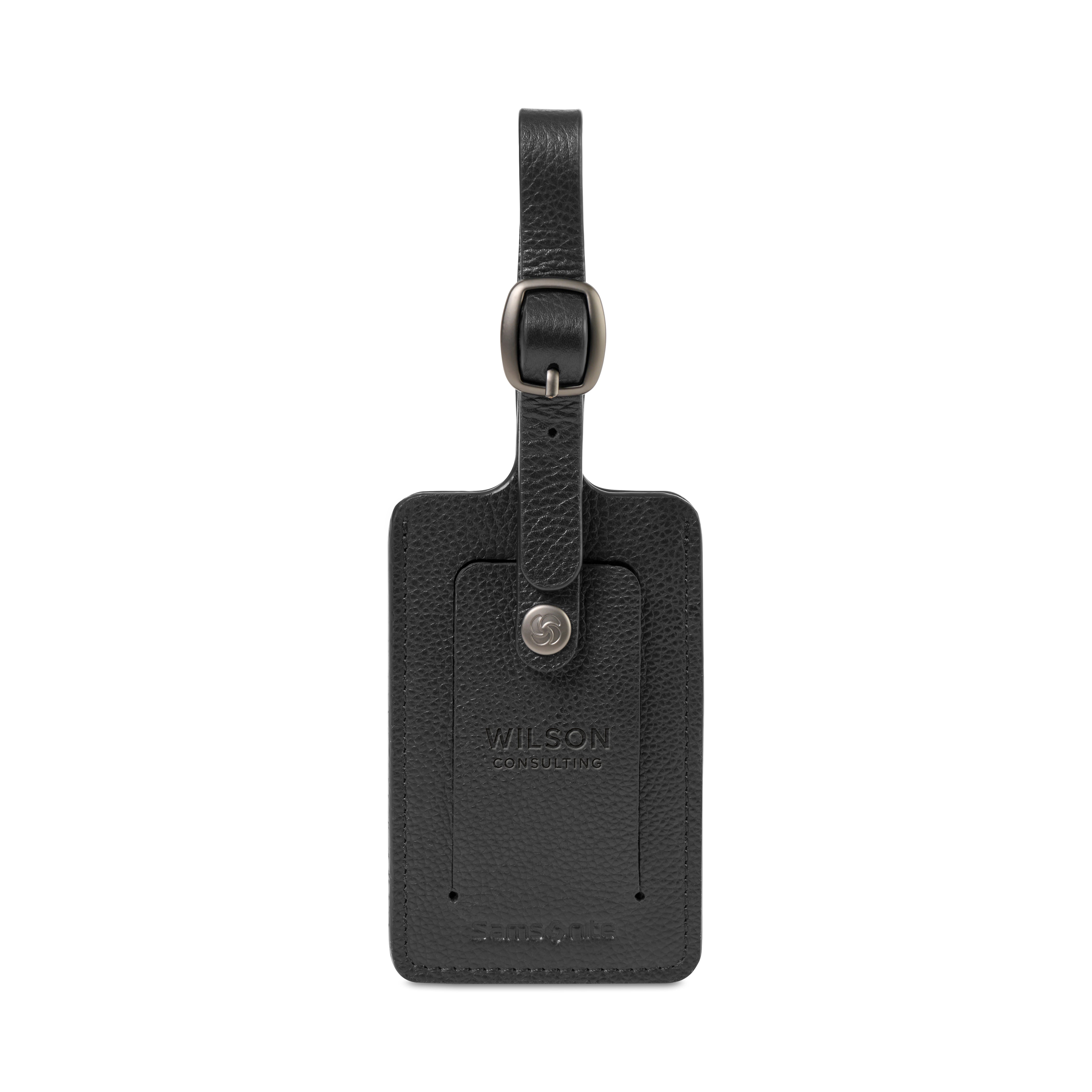 Samsonite Leather Luggage Tag | Laser Engraved | Lemon Print