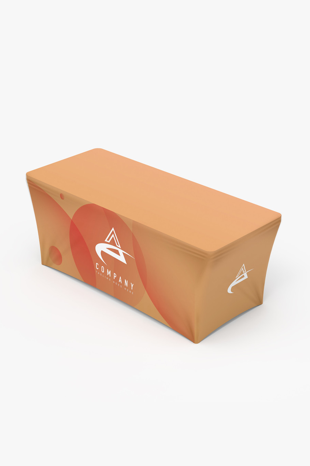 Optional fitted stretch table cover for the tent kit, pulled taut over a folding table