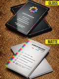 business cards showing gloss option and matte option