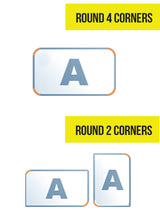business card template showing the 2 different options for round corners